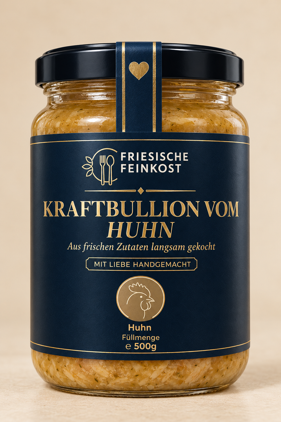 Norddeutsche Kraftbouillon vom Huhn – 500 g im Glas von Friesische Feinkost