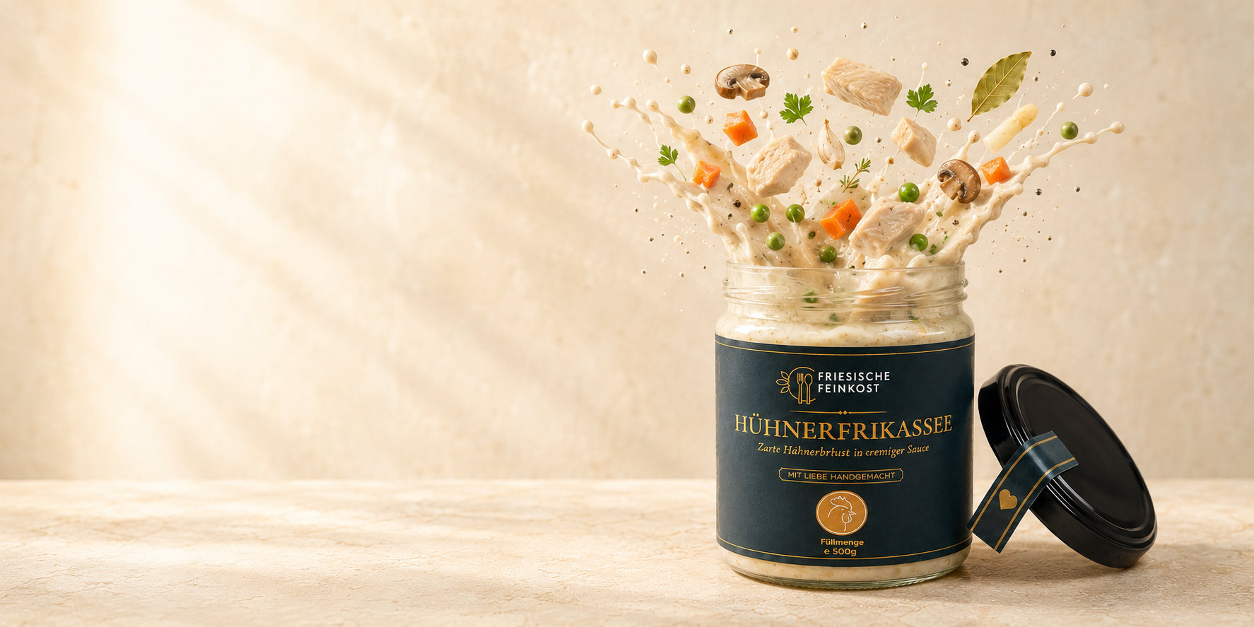Cremiges Hühnerfrikassee im Glas