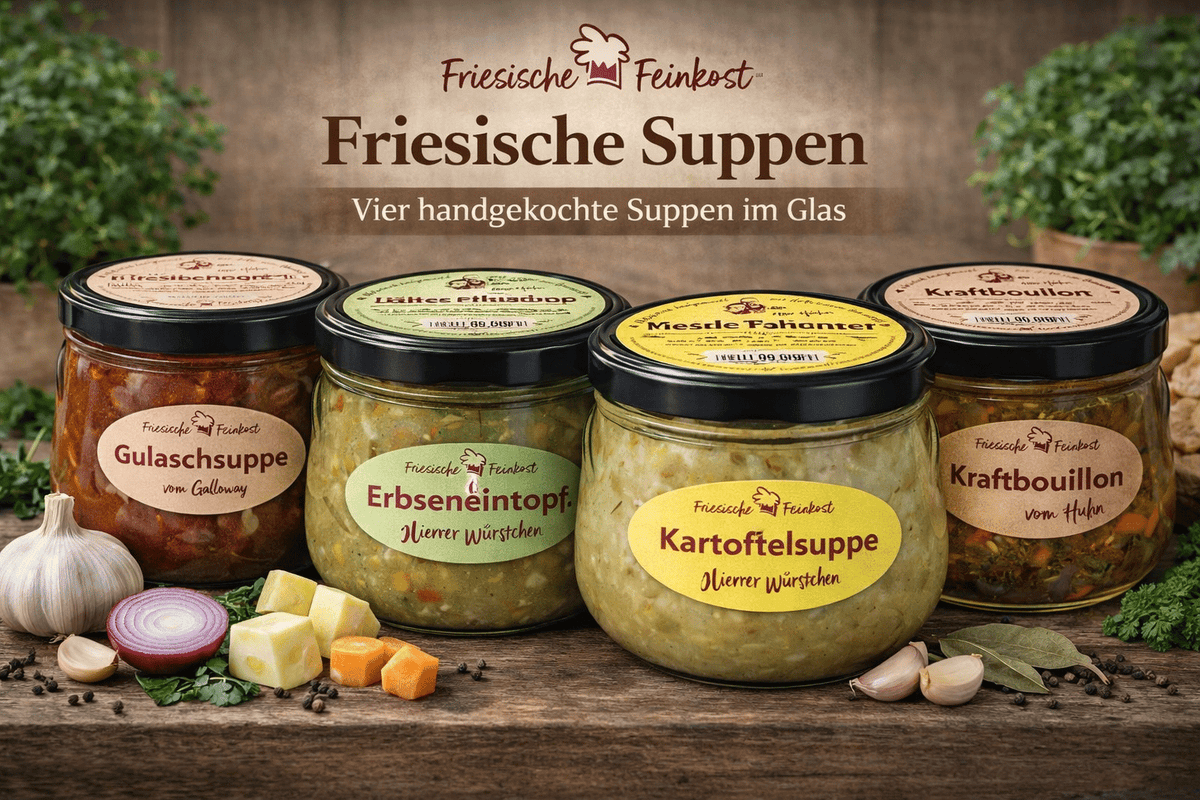 Friesische Feinkost Suppen-Genussbox - 4 handgefertigte Spezialitäten