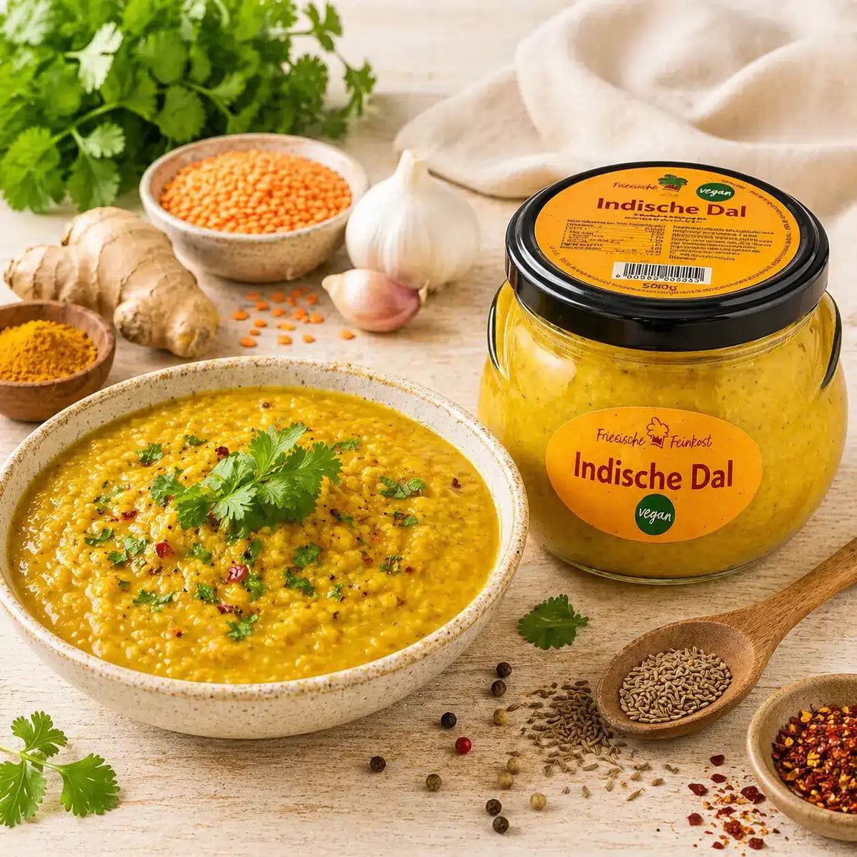 Veganes Linsendal – cremig & aromatisch gewürzt