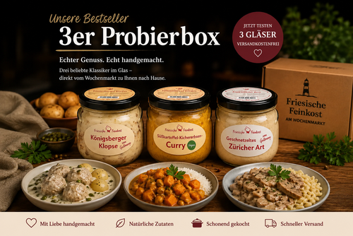 3er Probierbox mit handgekochten Spezialitäten aus Norddeutschland – Friesische Feinkost