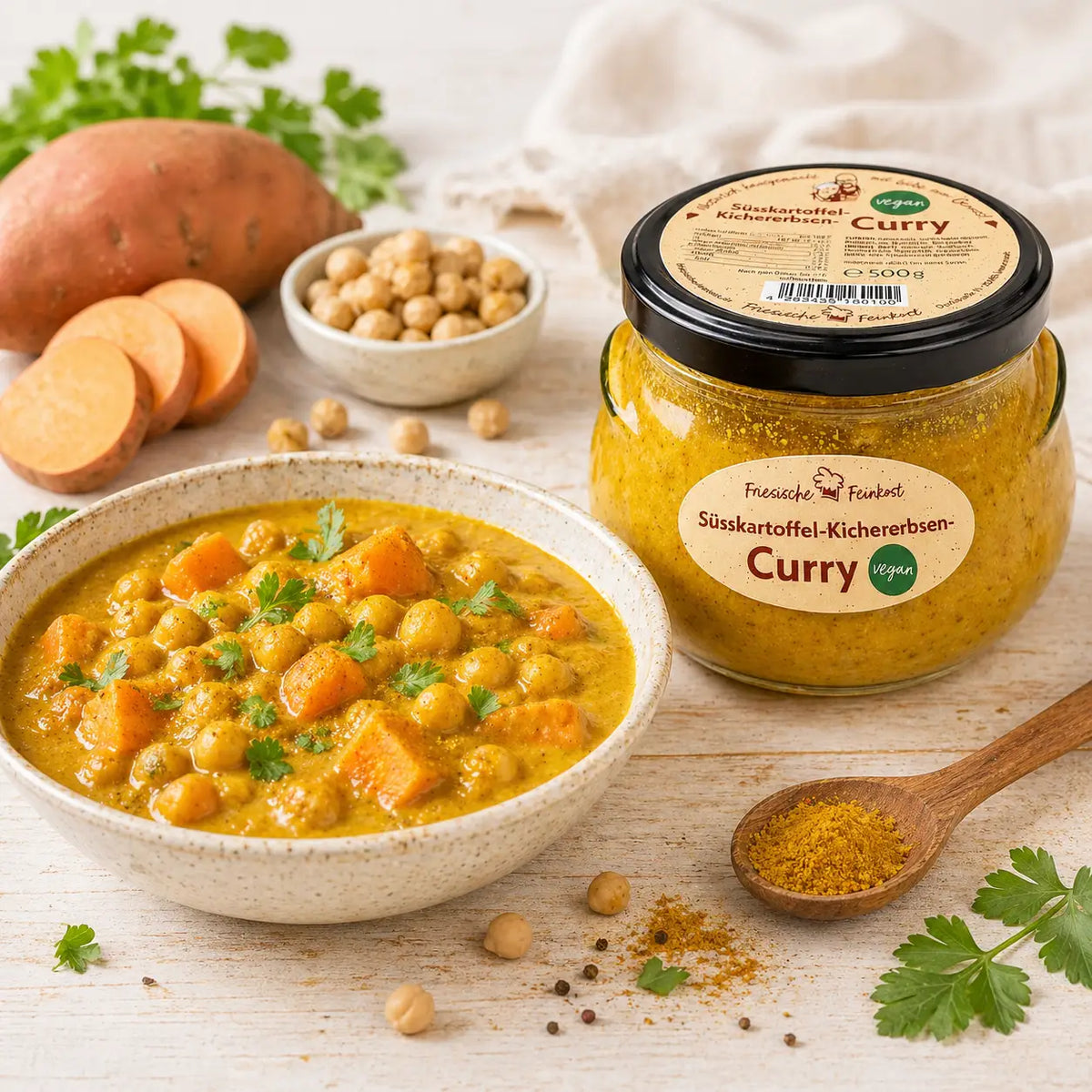 Süßkartoffel Kichererbsen Curry vegan kaufen | Friesische Feinkost