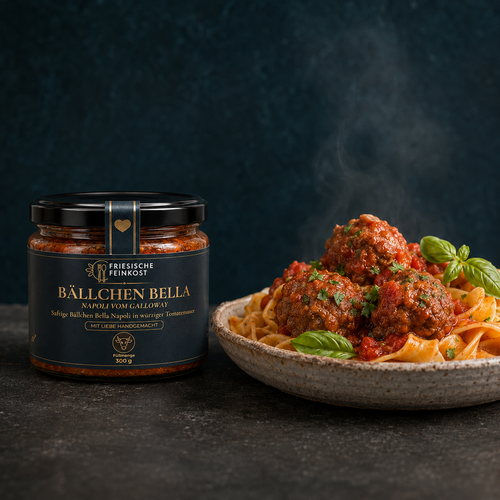 Bällchen Bella Napoli – 300 g – Glas mit serviertem Gericht