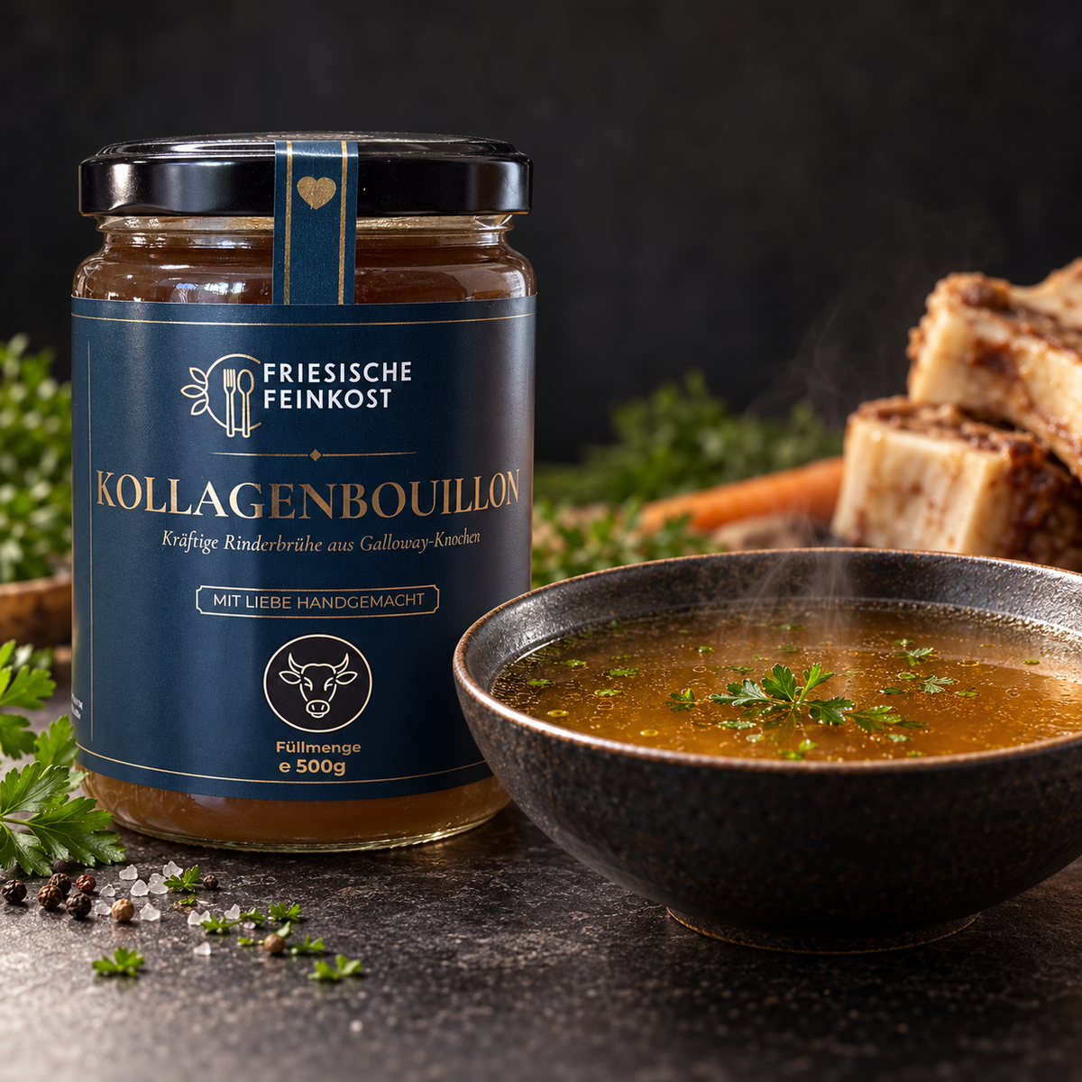 Kollagenbuillon vom Galloway-Rind