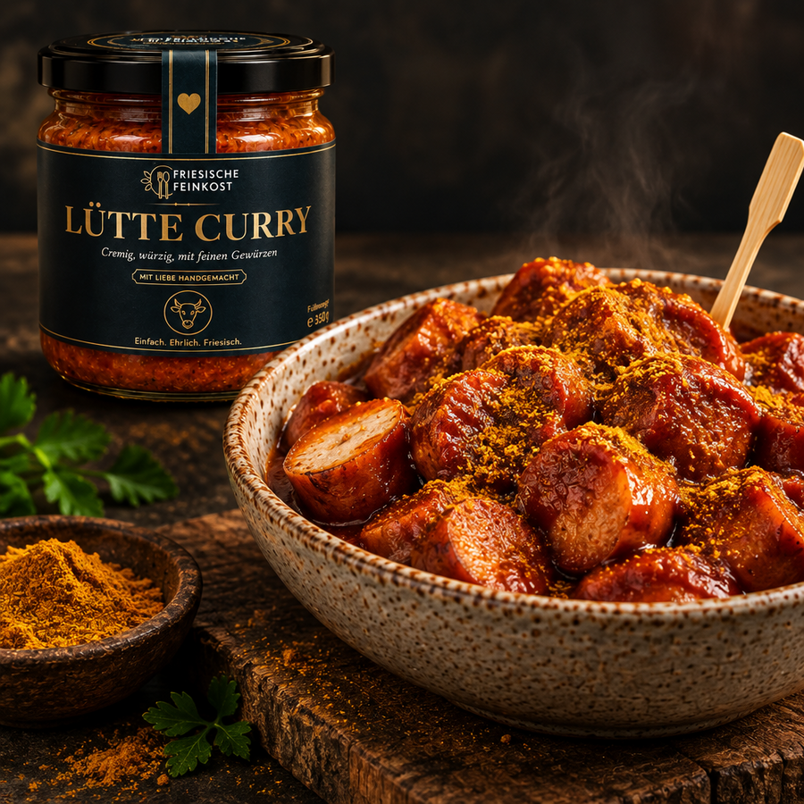 Lütte Curry -🌭 Enthält Galloway-Bratwurst im Glas von Friesische Feinkost