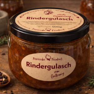 Norddeutsches Rindergulasch vom Galloway-Rind – zart & kräftig